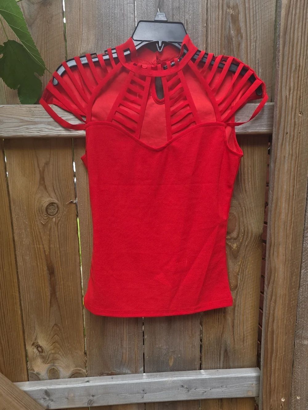 SHEIN Red Strappy Cutout  Top